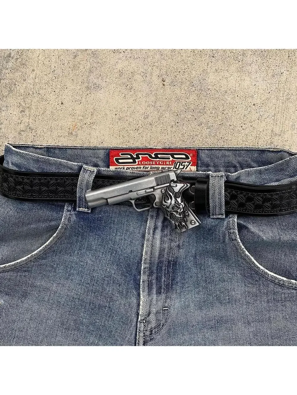Grunge Punk Gun Skeleton Y2K 2000s style belt. 47 inches length